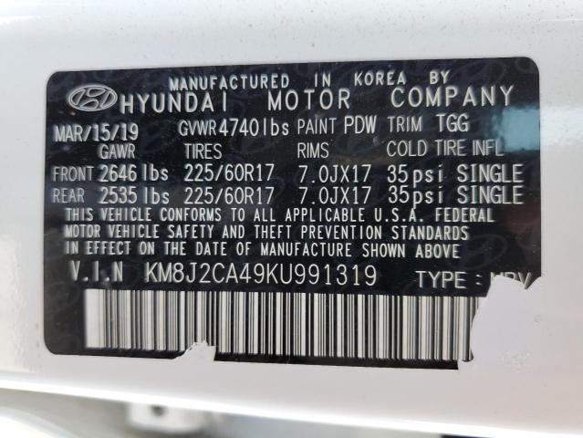 Photo 9 VIN: KM8J2CA49KU991319 - HYUNDAI TUCSON SE 