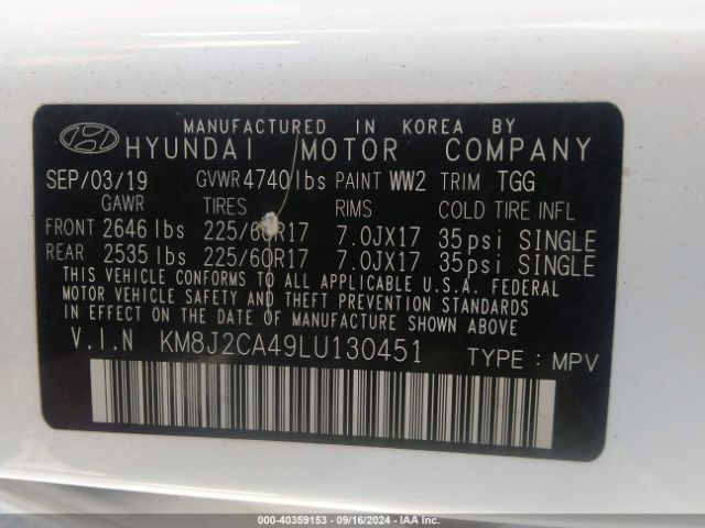 Photo 8 VIN: KM8J2CA49LU130451 - HYUNDAI TUCSON 