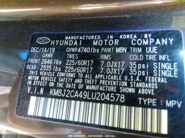 Photo 8 VIN: KM8J2CA49LU204578 - HYUNDAI TUCSON 