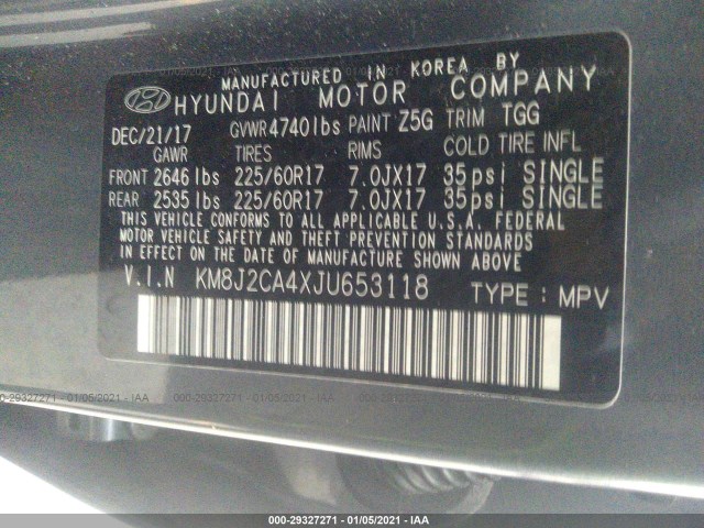 Photo 8 VIN: KM8J2CA4XJU653118 - HYUNDAI TUCSON 