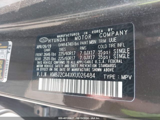 Photo 8 VIN: KM8J2CA4XKU026484 - HYUNDAI TUCSON 