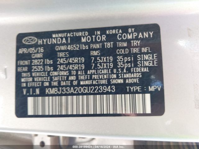 Photo 8 VIN: KM8J33A20GU223943 - HYUNDAI TUCSON 