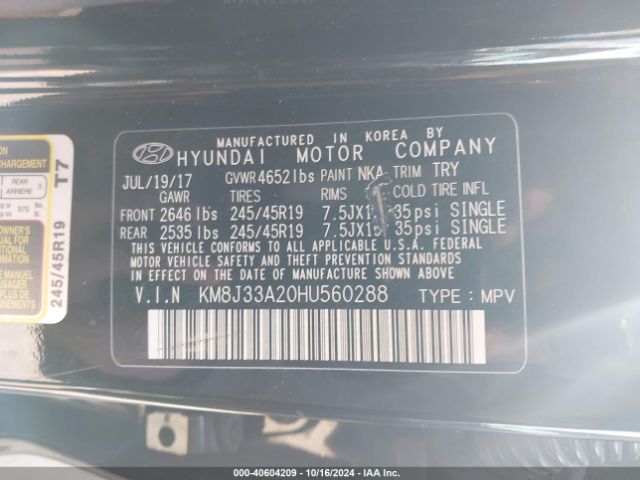 Photo 8 VIN: KM8J33A20HU560288 - HYUNDAI TUCSON 