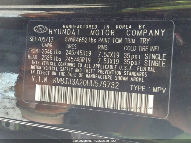 Photo 8 VIN: KM8J33A20HU579732 - HYUNDAI TUCSON 