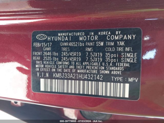 Photo 8 VIN: KM8J33A21HU432142 - HYUNDAI TUCSON 