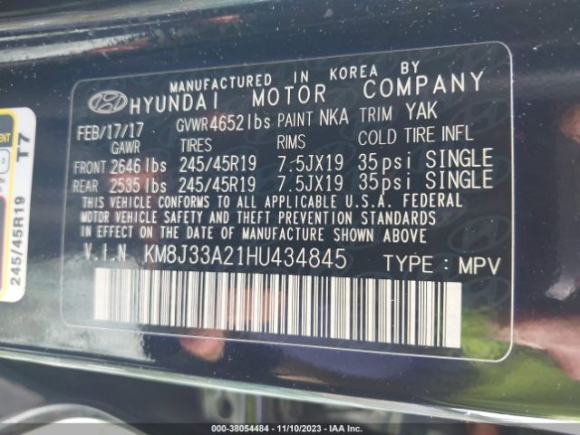 Photo 8 VIN: KM8J33A21HU434845 - HYUNDAI TUCSON 