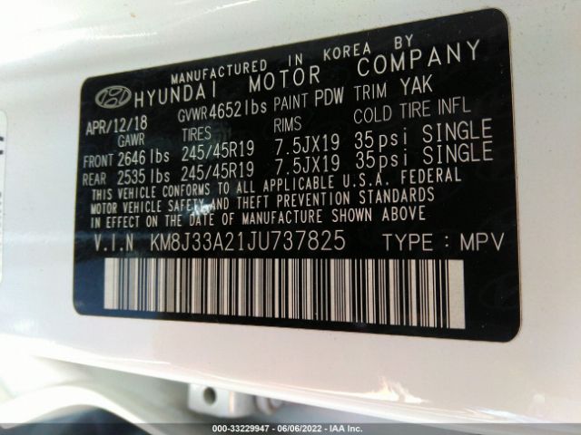 Photo 8 VIN: KM8J33A21JU737825 - HYUNDAI TUCSON 