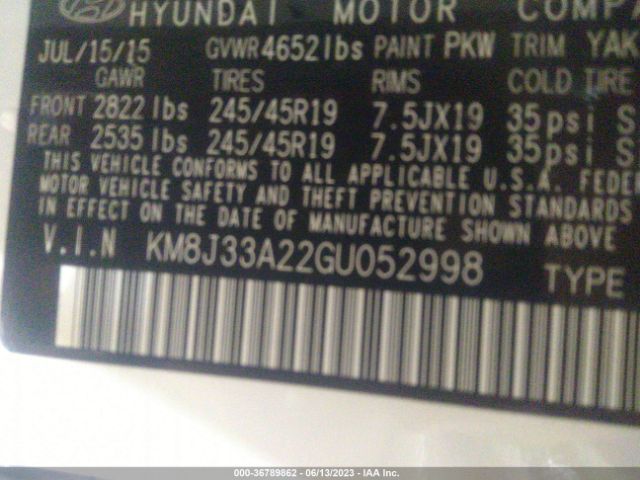 Photo 8 VIN: KM8J33A22GU052998 - HYUNDAI TUCSON 