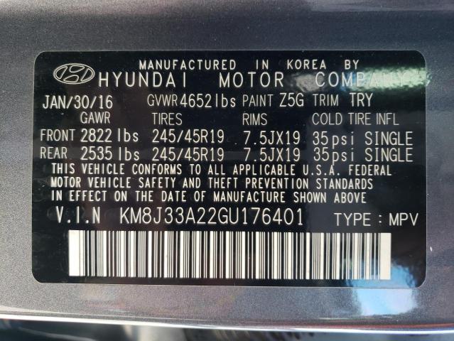 Photo 12 VIN: KM8J33A22GU176401 - HYUNDAI TUCSON LIM 