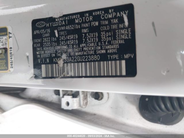 Photo 8 VIN: KM8J33A22GU223880 - HYUNDAI TUCSON 