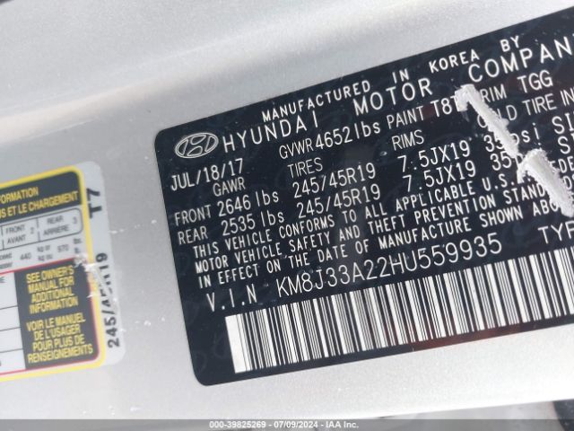 Photo 8 VIN: KM8J33A22HU559935 - HYUNDAI TUCSON 