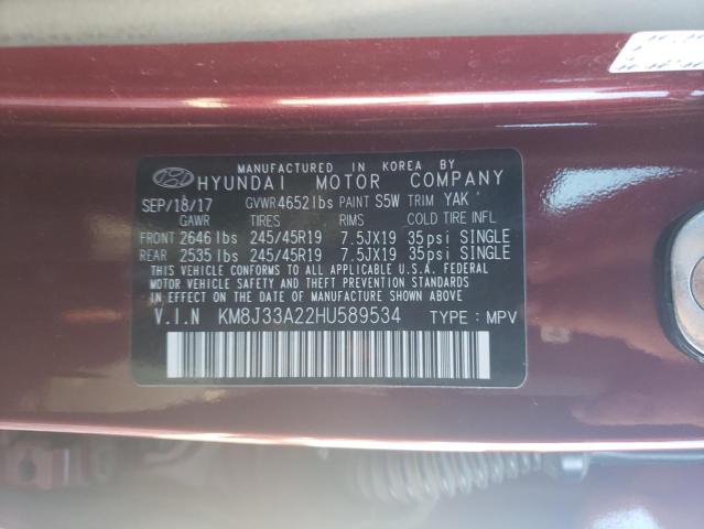 Photo 9 VIN: KM8J33A22HU589534 - HYUNDAI TUCSON LIM 