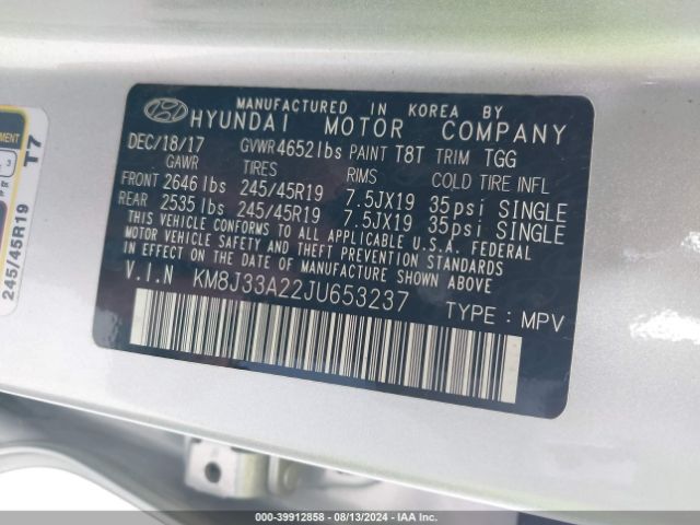 Photo 8 VIN: KM8J33A22JU653237 - HYUNDAI TUCSON 