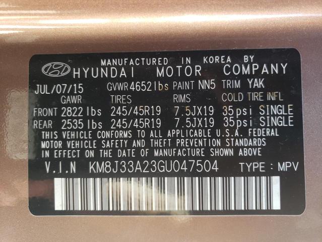 Photo 9 VIN: KM8J33A23GU047504 - HYUNDAI TUCSON LIM 