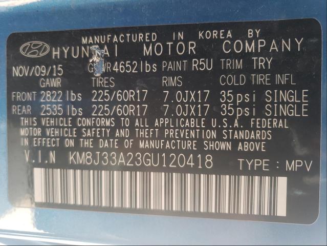 Photo 9 VIN: KM8J33A23GU120418 - HYUNDAI TUCSON LIM 