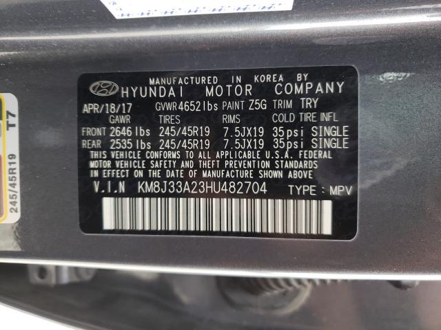 Photo 9 VIN: KM8J33A23HU482704 - HYUNDAI TUCSON LIM 