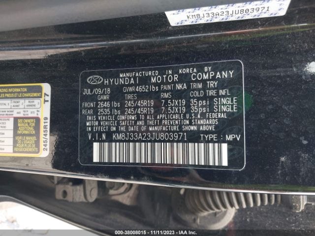 Photo 8 VIN: KM8J33A23JU803971 - HYUNDAI TUCSON 