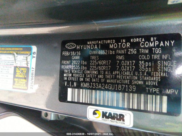 Photo 8 VIN: KM8J33A24GU187139 - HYUNDAI TUCSON 