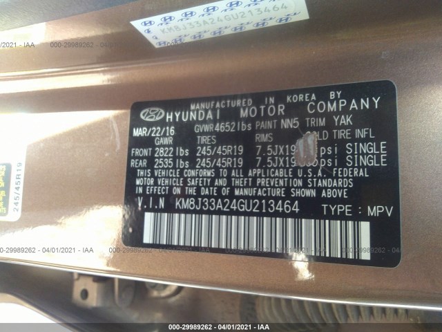 Photo 8 VIN: KM8J33A24GU213464 - HYUNDAI TUCSON 