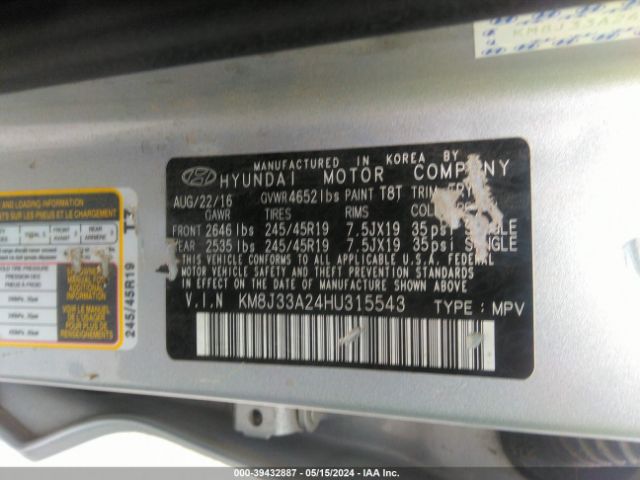 Photo 8 VIN: KM8J33A24HU315543 - HYUNDAI TUCSON 