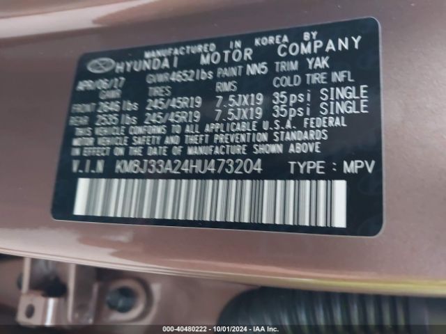 Photo 8 VIN: KM8J33A24HU473204 - HYUNDAI TUCSON 