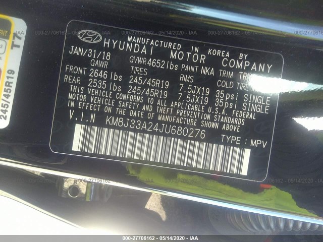 Photo 8 VIN: KM8J33A24JU680276 - HYUNDAI TUCSON 