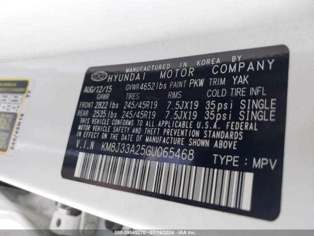 Photo 8 VIN: KM8J33A25GU065468 - HYUNDAI TUCSON 