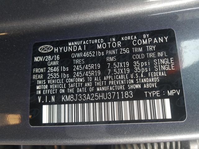 Photo 9 VIN: KM8J33A25HU371183 - HYUNDAI TUCSON LIM 