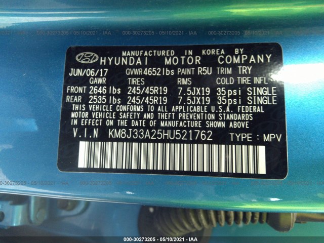 Photo 8 VIN: KM8J33A25HU521762 - HYUNDAI TUCSON 