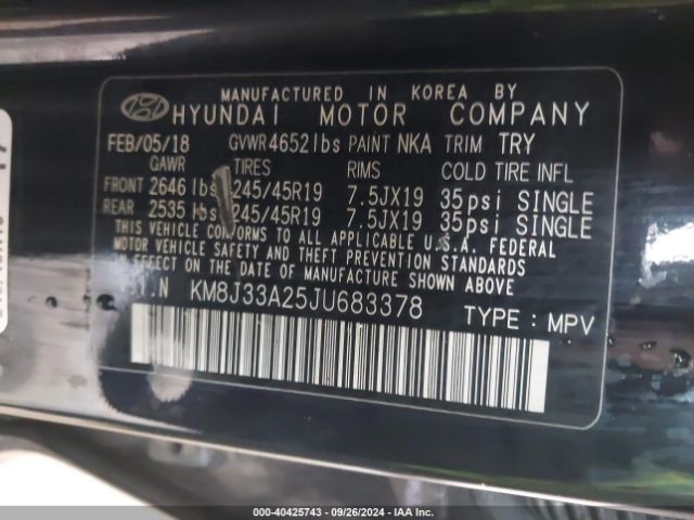 Photo 8 VIN: KM8J33A25JU683378 - HYUNDAI TUCSON 