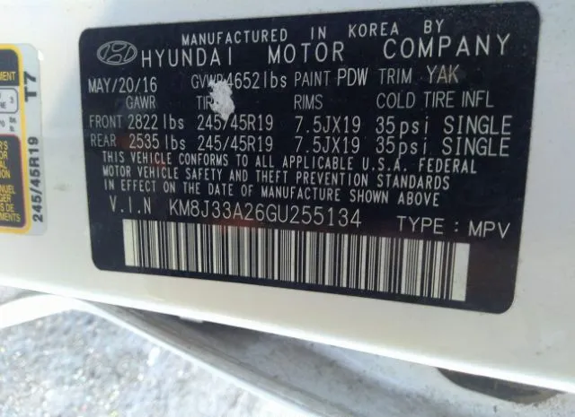 Photo 8 VIN: KM8J33A26GU255134 - HYUNDAI TUCSON 