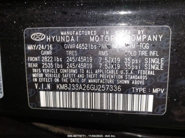 Photo 8 VIN: KM8J33A26GU257336 - HYUNDAI TUCSON 