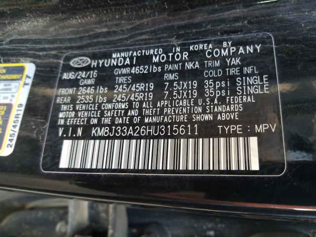 Photo 9 VIN: KM8J33A26HU315611 - HYUNDAI TUCSON LIM 