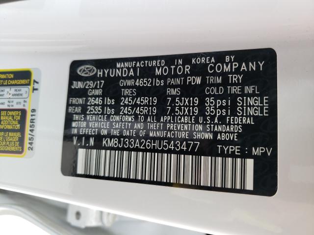 Photo 9 VIN: KM8J33A26HU543477 - HYUNDAI TUCSON LIM 