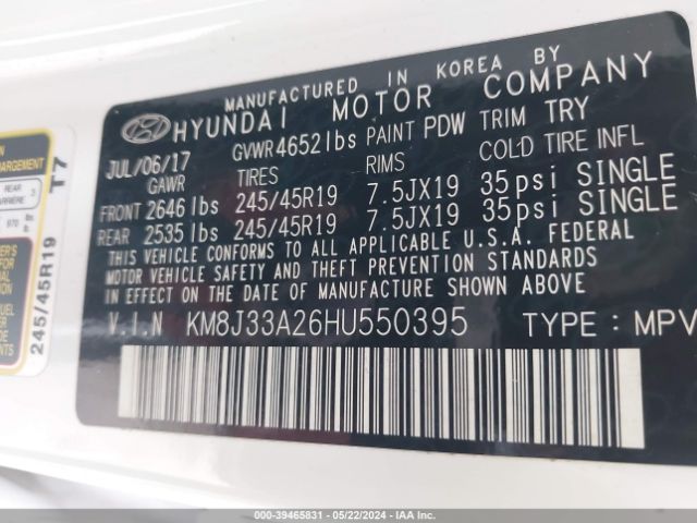 Photo 8 VIN: KM8J33A26HU550395 - HYUNDAI TUCSON 