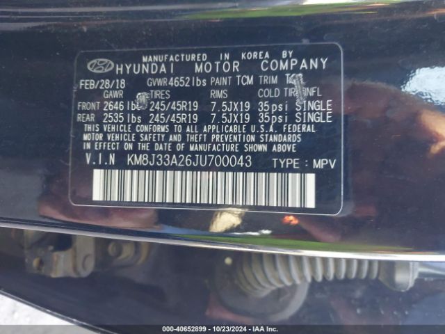 Photo 8 VIN: KM8J33A26JU700043 - HYUNDAI TUCSON 