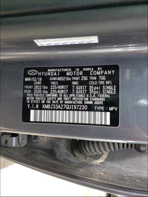 Photo 9 VIN: KM8J33A27GU197230 - HYUNDAI TUCSON LIM 