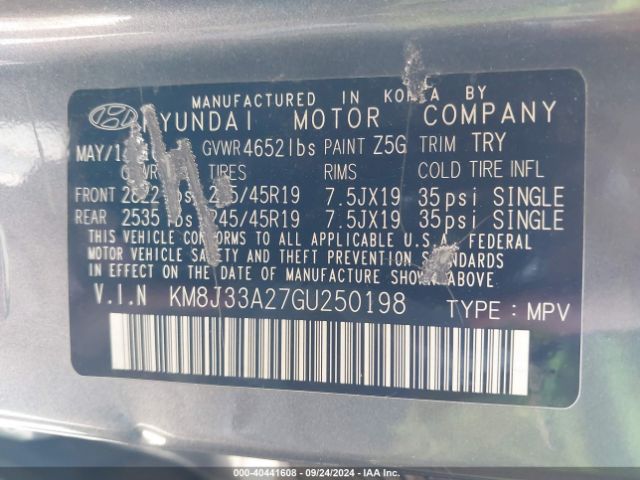 Photo 8 VIN: KM8J33A27GU250198 - HYUNDAI TUCSON 