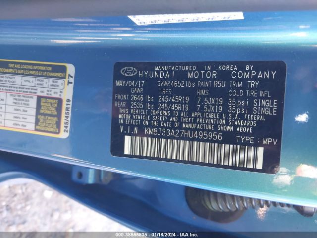 Photo 8 VIN: KM8J33A27HU495956 - HYUNDAI TUCSON 