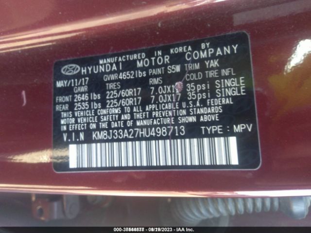 Photo 8 VIN: KM8J33A27HU498713 - HYUNDAI TUCSON 