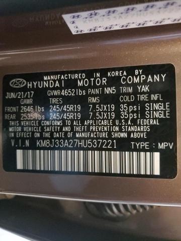 Photo 9 VIN: KM8J33A27HU537221 - HYUNDAI TUCSON LIM 