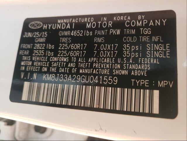 Photo 9 VIN: KM8J33A29GU041559 - HYUNDAI TUCSON LIM 