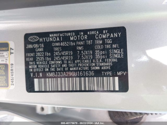 Photo 8 VIN: KM8J33A29GU161636 - HYUNDAI TUCSON 