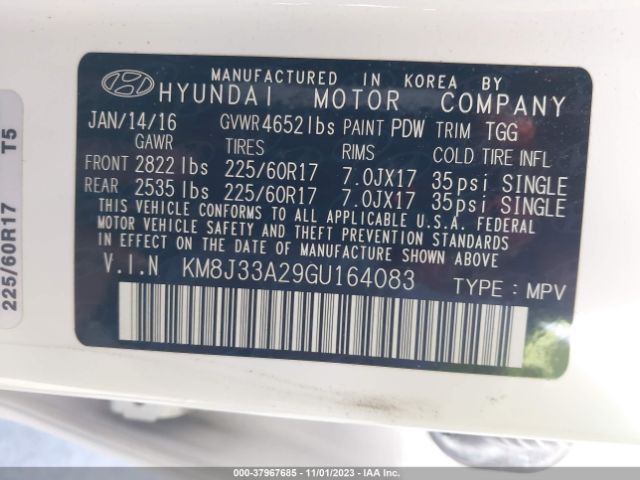 Photo 8 VIN: KM8J33A29GU164083 - HYUNDAI TUCSON 