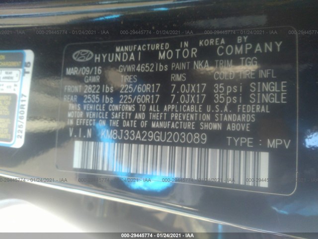 Photo 8 VIN: KM8J33A29GU203089 - HYUNDAI TUCSON 