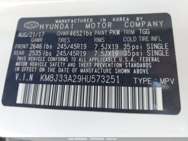 Photo 8 VIN: KM8J33A29HU573251 - HYUNDAI TUCSON 