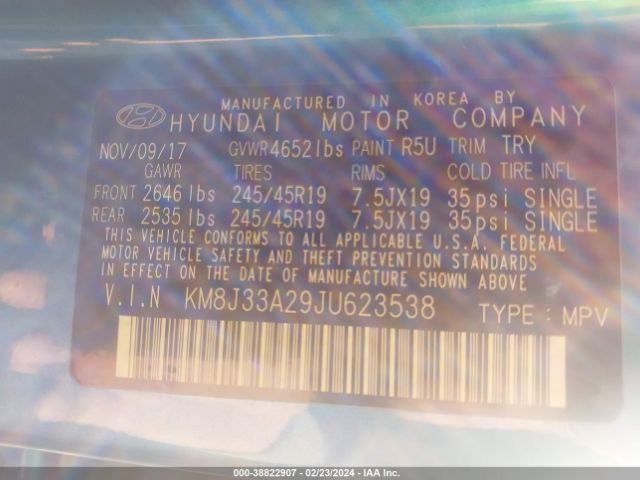 Photo 8 VIN: KM8J33A29JU623538 - HYUNDAI TUCSON 