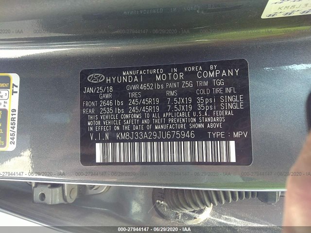 Photo 8 VIN: KM8J33A29JU675946 - HYUNDAI TUCSON 