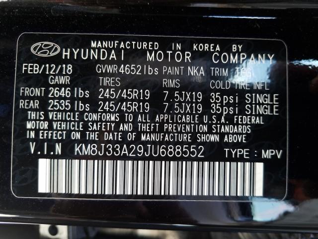 Photo 9 VIN: KM8J33A29JU688552 - HYUNDAI TUCSON VAL 