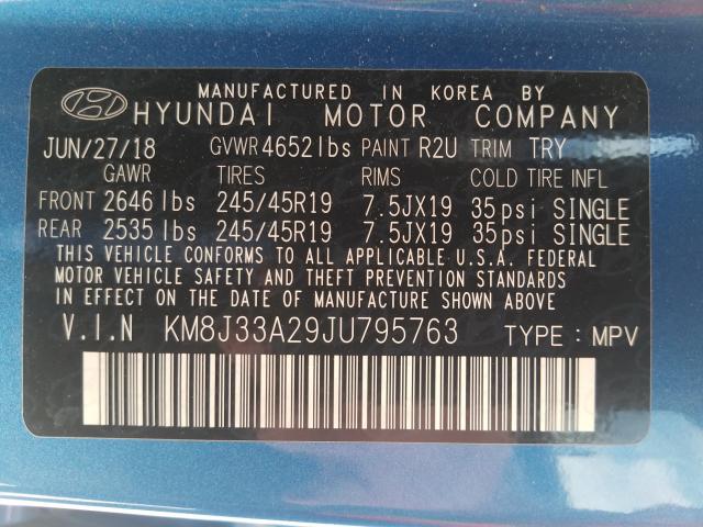 Photo 9 VIN: KM8J33A29JU795763 - HYUNDAI TUCSON VAL 